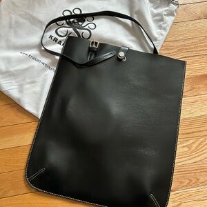 NEW custom Black Leather Bag Folio